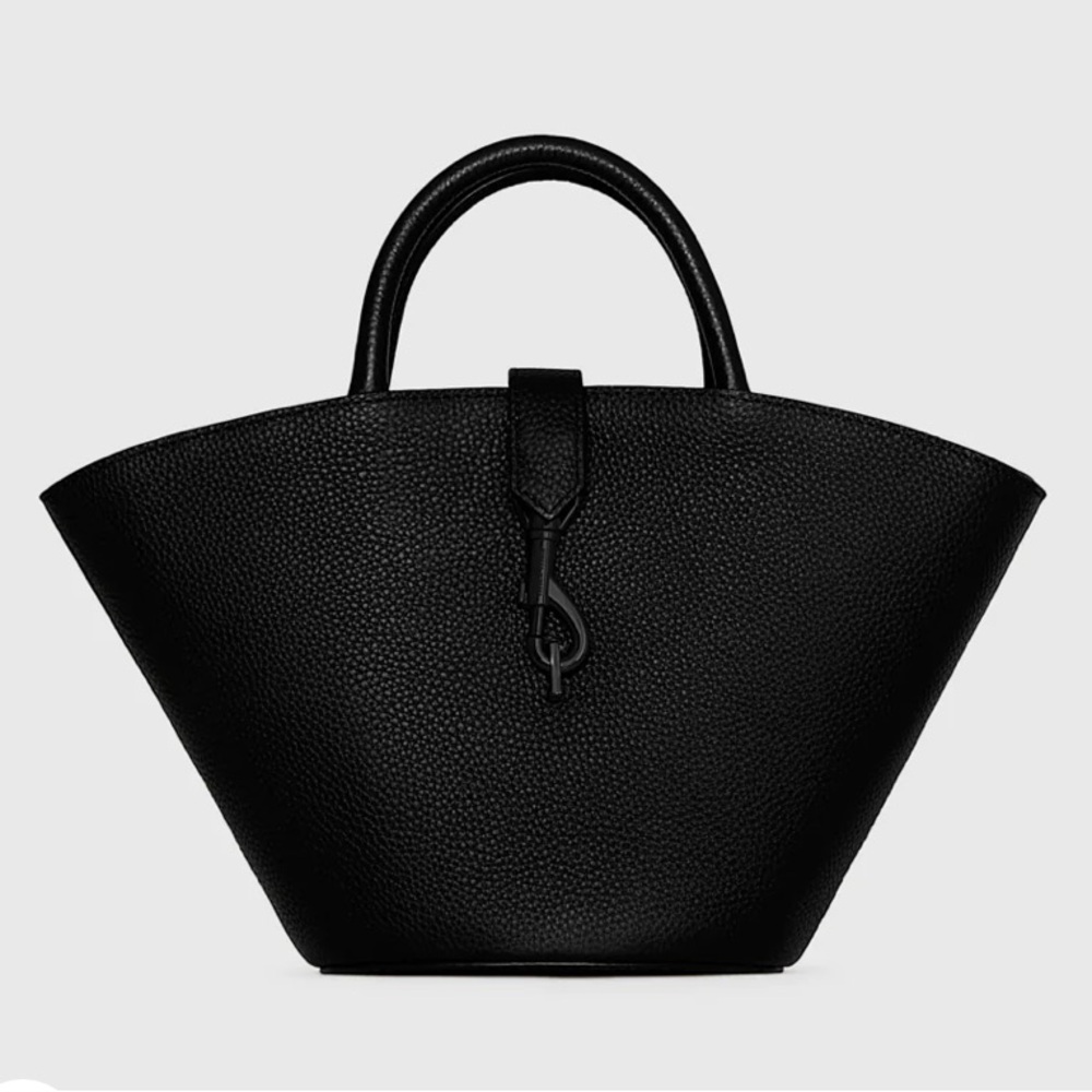 BNWT Rebecca Minkoff Megan Mini Fan Tote - Black Pebbled Leather